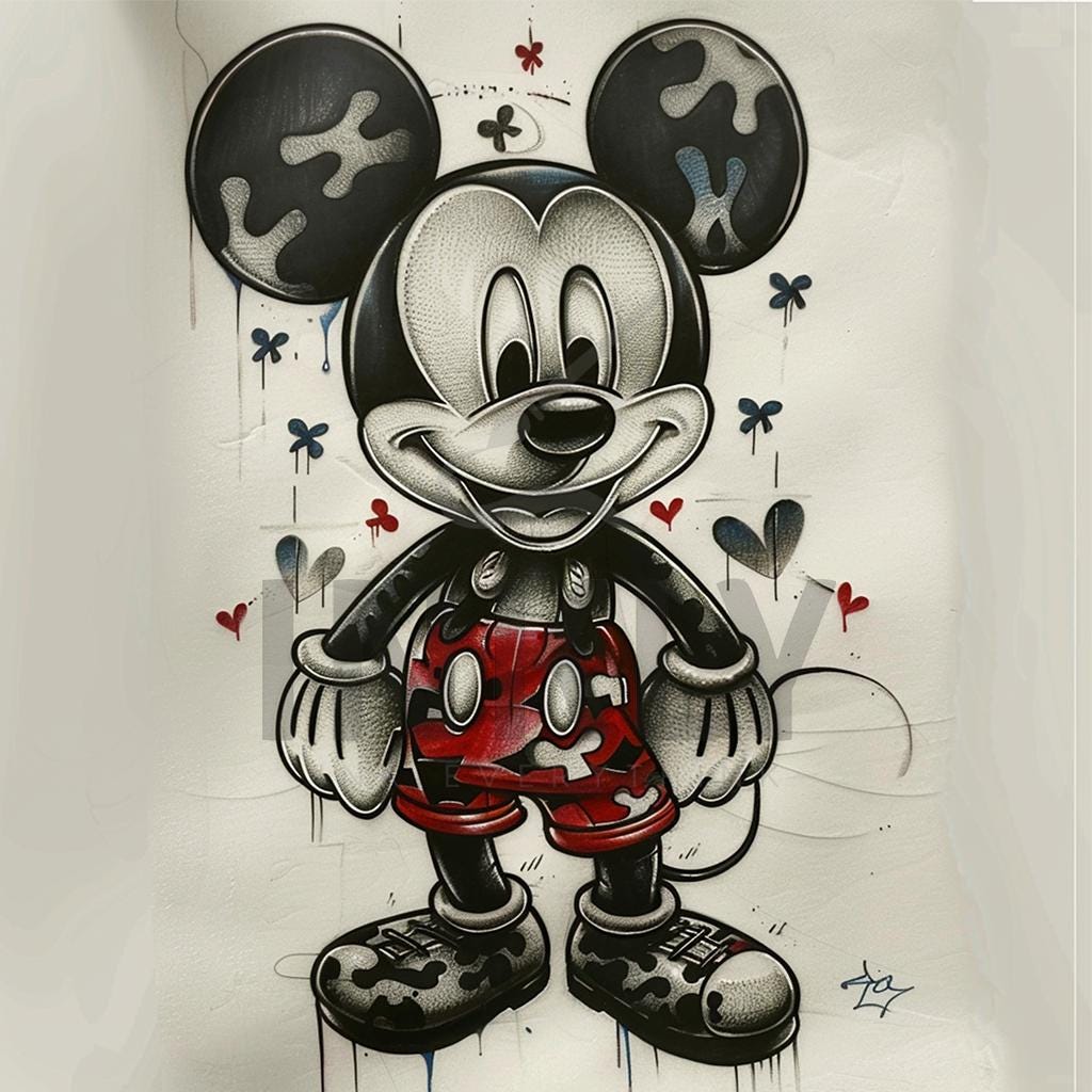 Mickey Mouse Tattoo Design: High-resolution Digital Art (PNG, SVG) - Etsy  Israel, image size:1024x1024