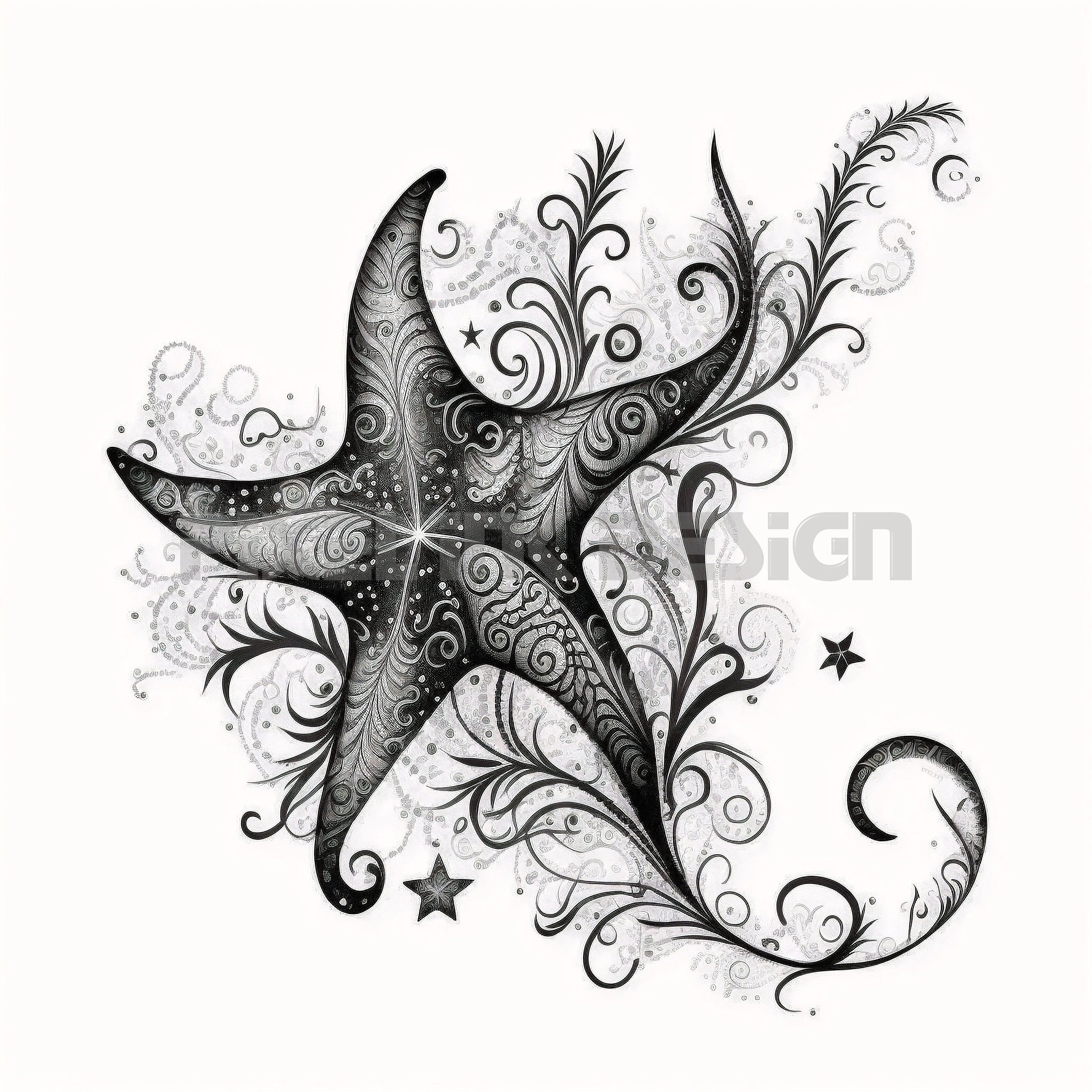 Tatuajes de estrellas de mar - Etsy México, image size:3000x3000