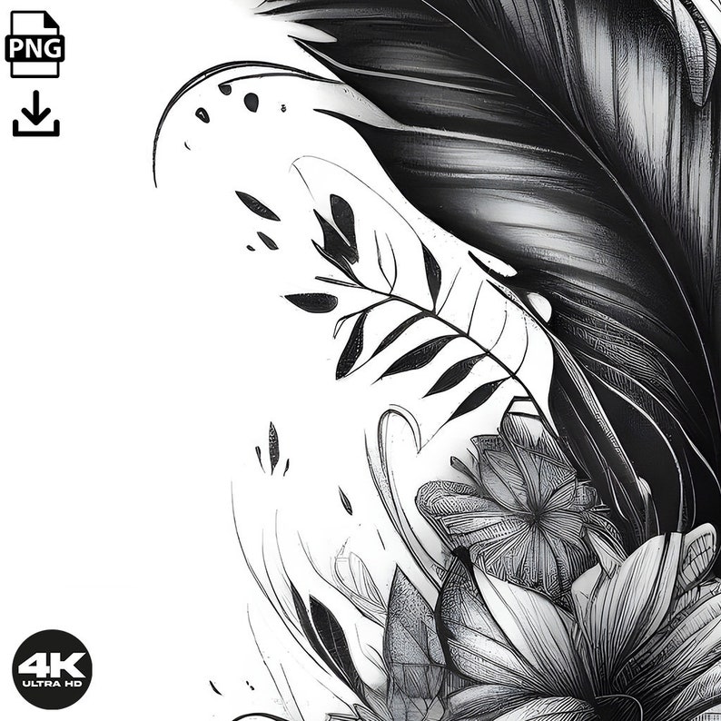 Feather Tattoo Design Download High Resolution Digital Art PNG ...