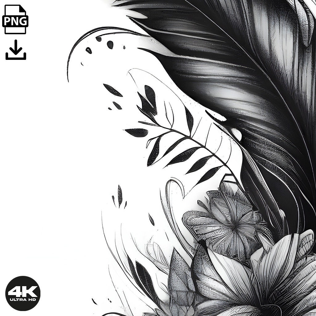 Feather Tattoo Design - Download High Resolution Digital Art PNG ...