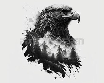 Eagle Tattoo Design - Download High Resolution Digital Art PNG Transparent Background | Printable SVG Tattoo Stencil