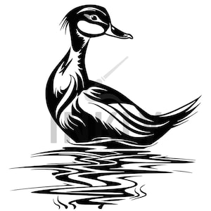 Duck Tattoo Design - Download High Resolution Digital PNG Art on White Background | Printable SVG Tattoo Stencil
