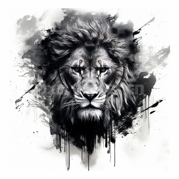 Majestic Lion Tattoo Design - Download High Resolution Digital Art PNG Transparent Background | Printable SVG Tattoo Stencil