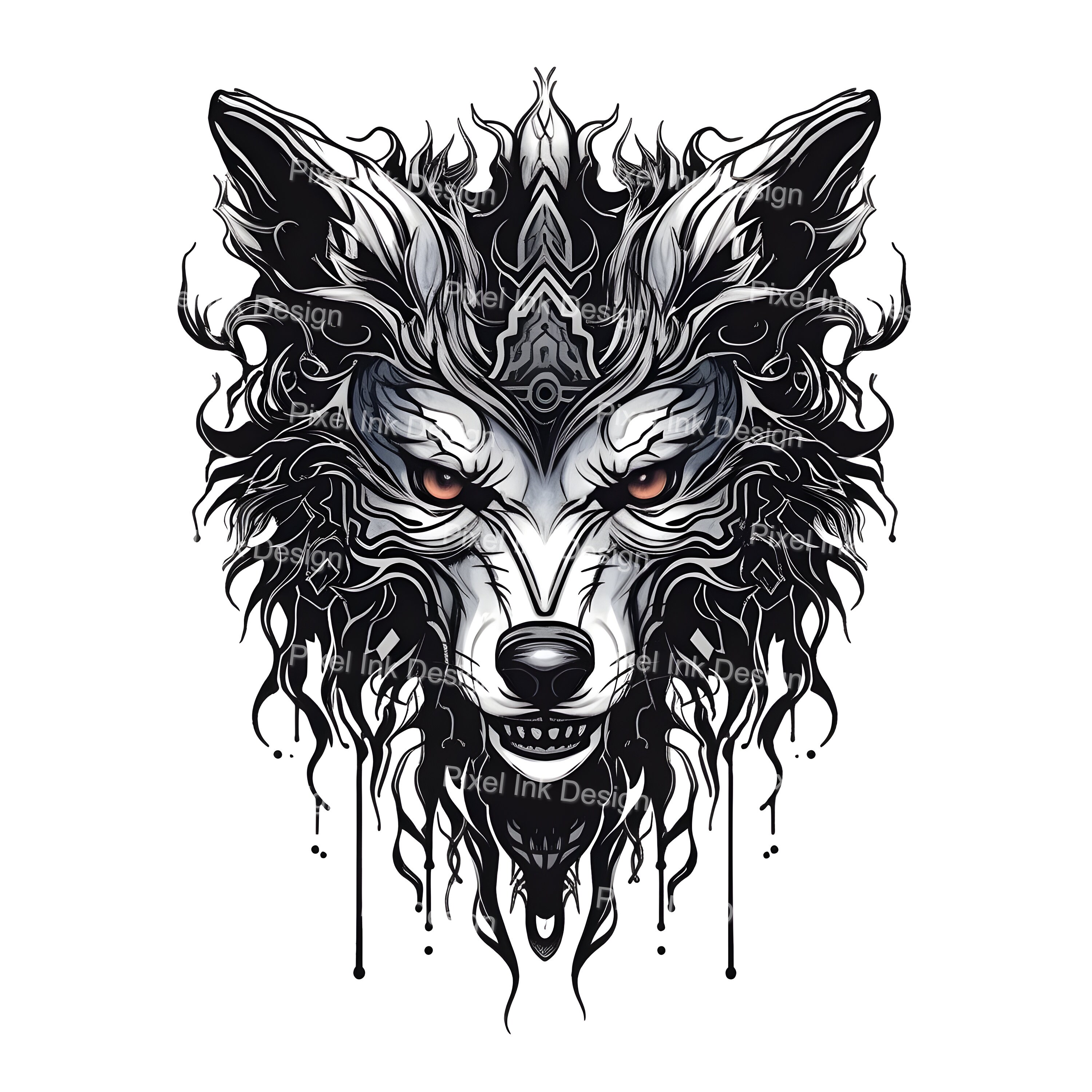 Black Wolf Tattoo - Etsy Singapore