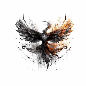 Phoenix Tattoo Design - Download High Resolution Digital Art PNG Transparent Background | Printable SVG Tattoo Stencil