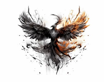 Diseño de tatuaje de Phoenix - Descargar arte digital de alta resolución PNG fondo transparente / plantilla de tatuaje SVG imprimible