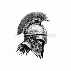 Roman Empire Helmet Tattoo Design - Download High Resolution Digital Art PNG Transparent Background | Printable SVG Tattoo Stencil