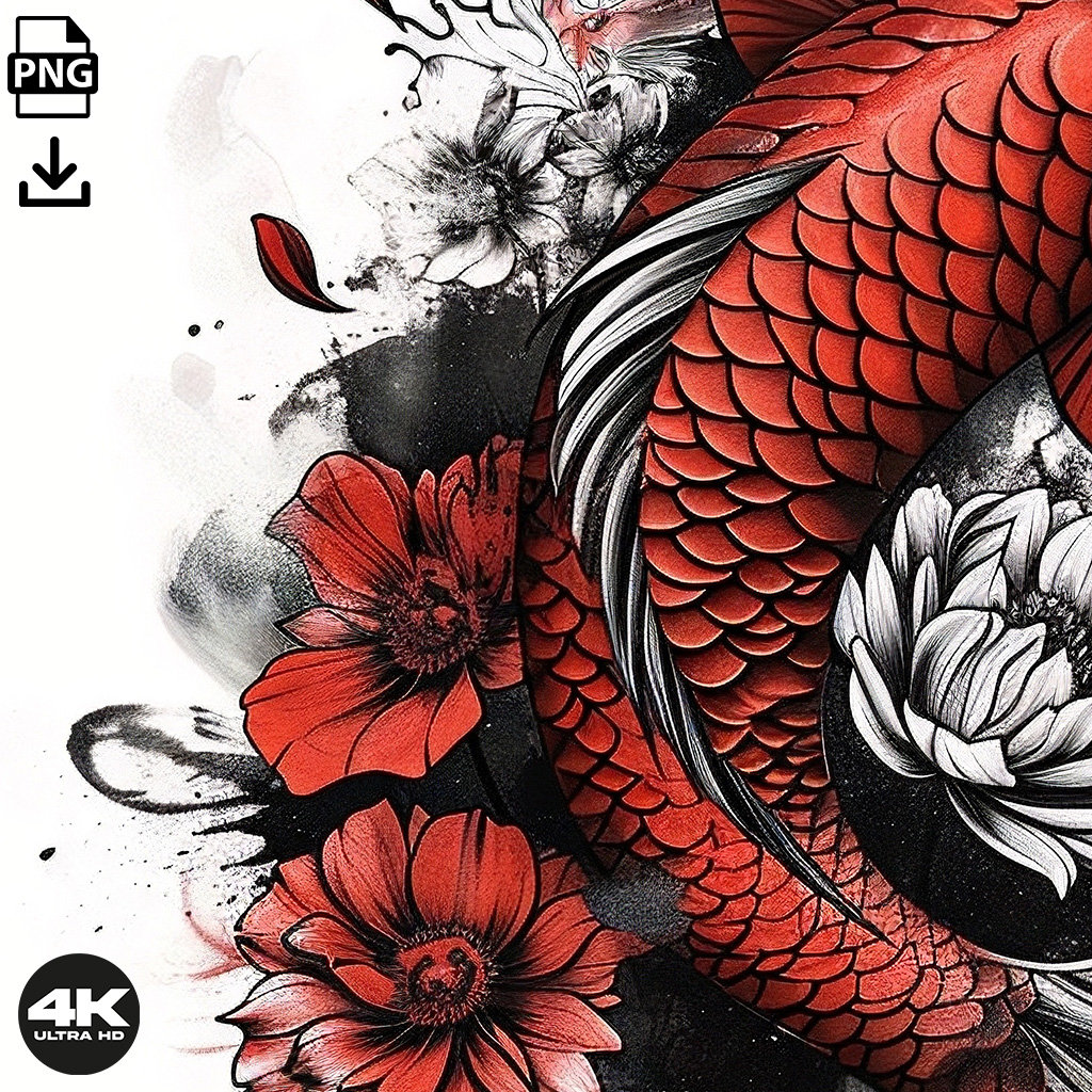 Koi Fish Tattoo Design - Download High Resolution Digital Art PNG ...
