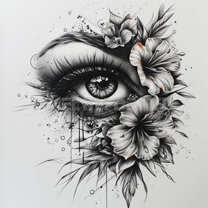 Eye Tattoo Design - Download High Resolution Digital Art PNG Transparent Background | Printable SVG Tattoo Stencil