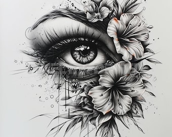 Eye Tattoo Design - Download High Resolution Digital Art PNG Transparent Background | Printable SVG Tattoo Stencil