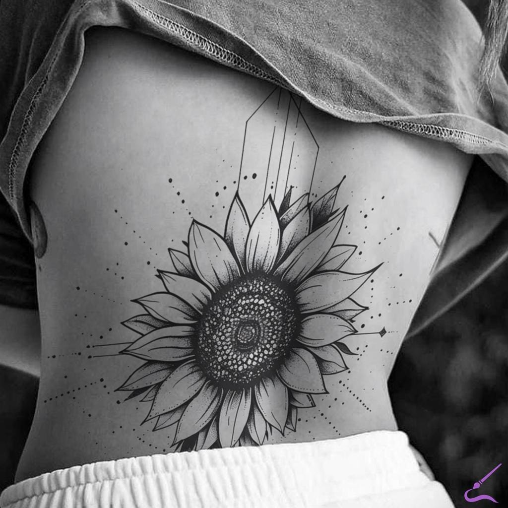 Black and Gray Sunflower Tattoo That Stands Out