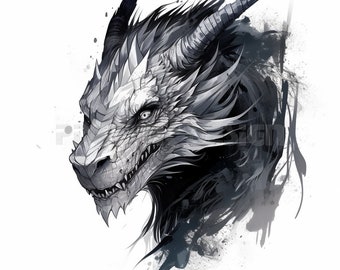 Dragon Tattoo Design - Download High Resolution Digital Art PNG Transparent Background | Printable SVG Tattoo Stencil