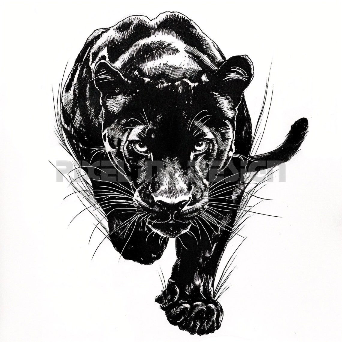 Black Panther Tattoo Design: High-resolution Stencil (digital Download ...