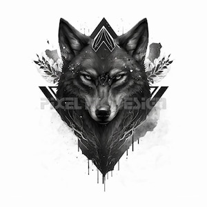 Wolf Tattoo Design - Download High Resolution Digital Art PNG Transparent Background | Printable SVG Tattoo Stencil