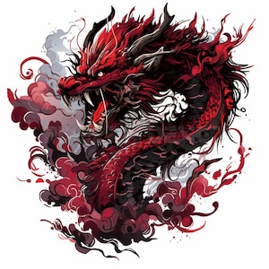 Dragon Tattoo - Transparent background - Download High Resolution Digital Art PNG Transparent Background | Printable SVG Tattoo Stencil