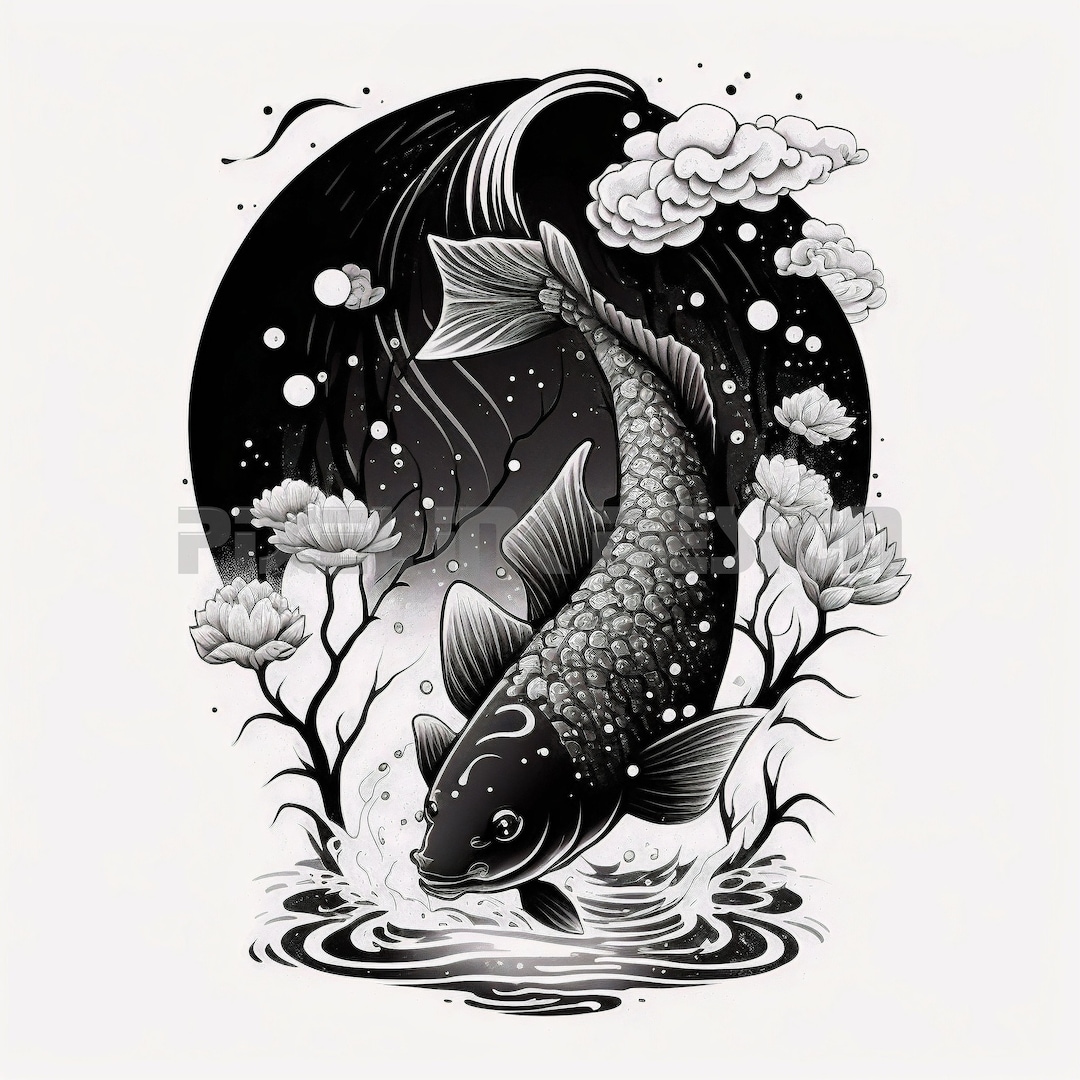 koi-fish-tattoo-design-download-high-resolution-digital-art-png-transparent-background-printable-svg-tattoo-stencil-etsy