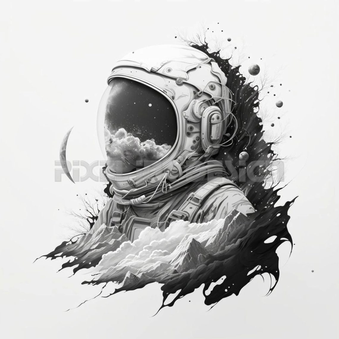Spaceman Tattoo Design Download High Resolution Digital Art PNG ...