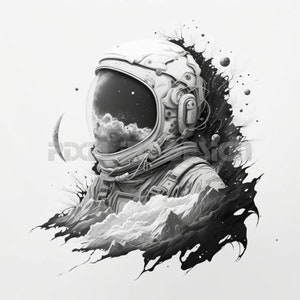 Spaceman Tattoo Design - Download hochauflösende digitale Kunst PNG transparenten Hintergrund | Druckbare SVG Tattoo Schablone