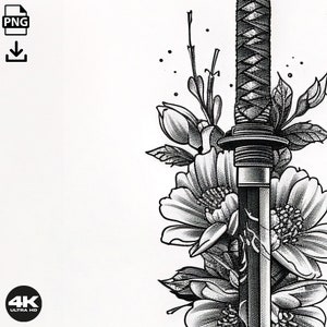 Katana Sword Tattoo Design - Download High Resolution Digital Art PNG ...