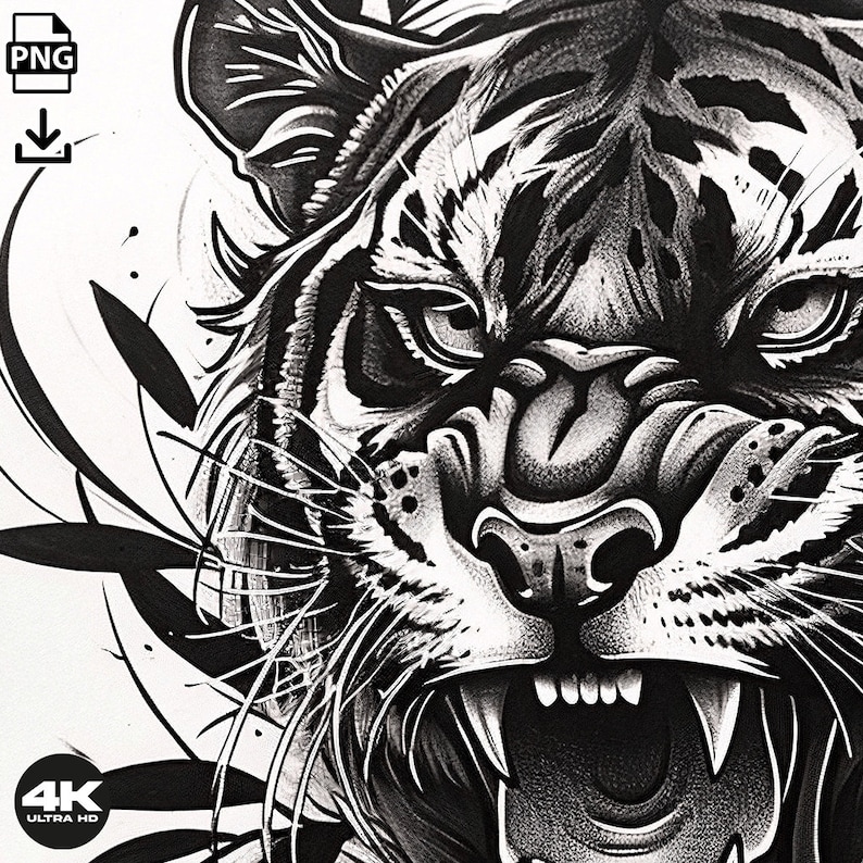 Tiger Tattoo Design Download High Resolution Digital Art PNG