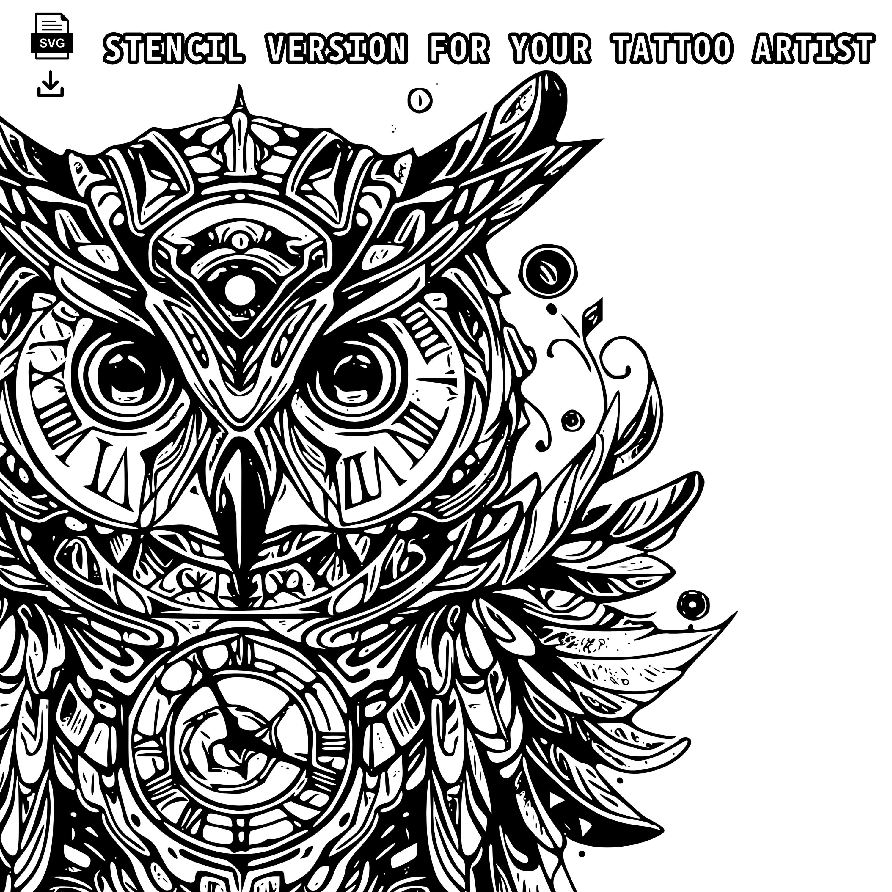 Timeless Owl Tattoo Design Detailed High Resolution Digital Art on ...