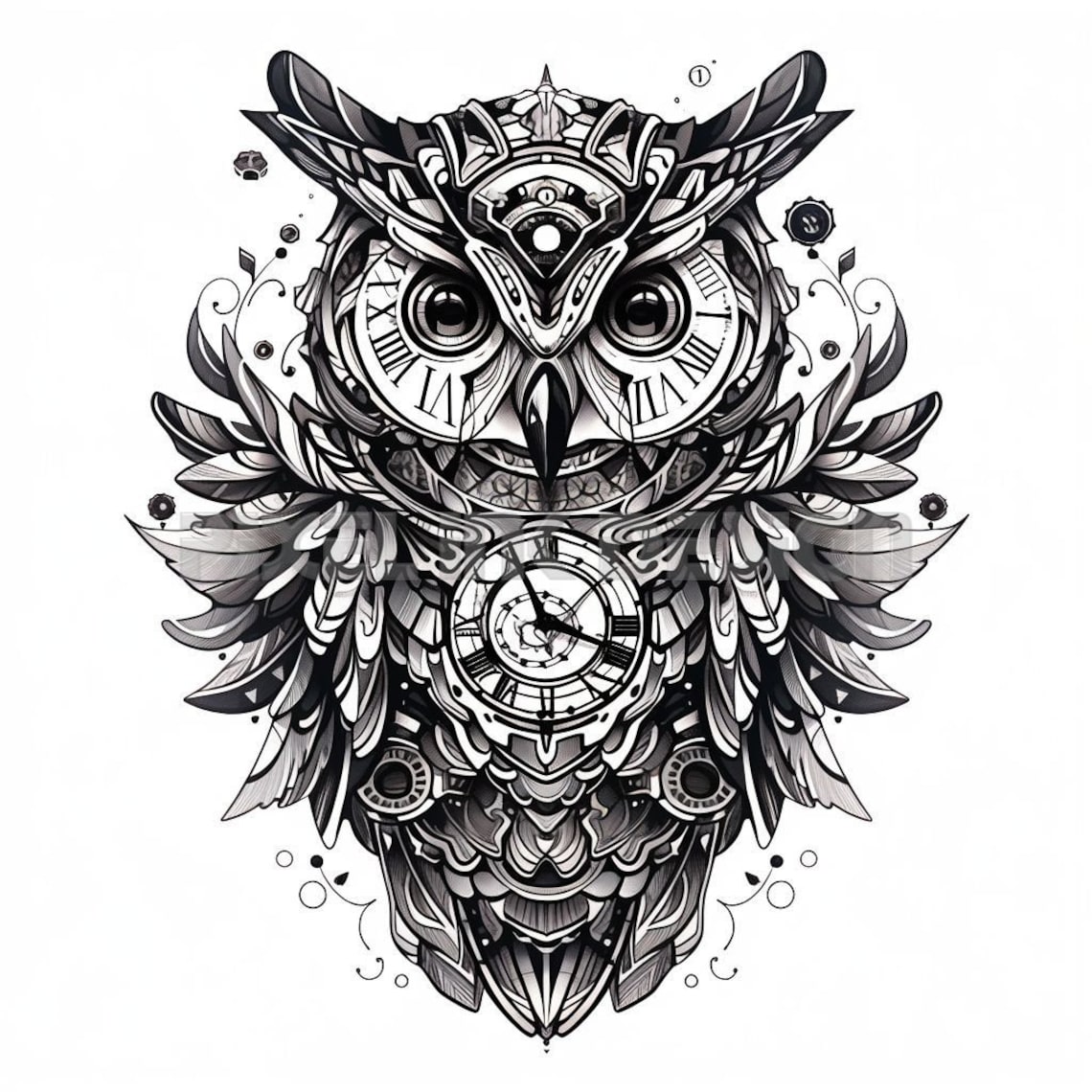 Timeless Owl Tattoo Design Detailed High Resolution Digital Art on ...