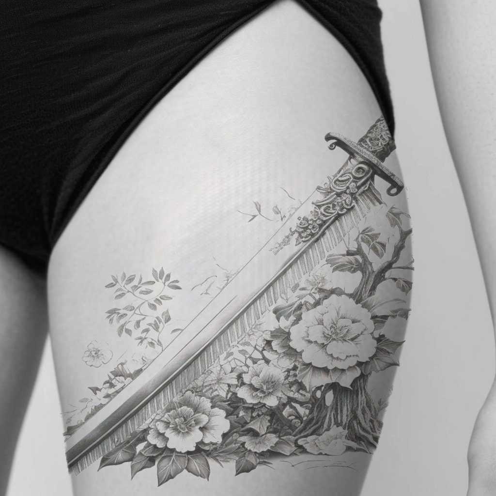 Diseño de tatuaje de espada katana: descarga arte digital de alta  resolución PNG fondo transparente / plantilla de tatuaje SVG imprimible -  Etsy México, image size:1024x1024