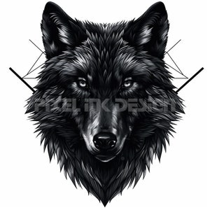 Black Wolf Tattoo Design - Download High Resolution Digital Art PNG Transparent Background | Printable SVG Tattoo Stencil