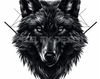 Black Wolf Tattoo Design - Download High Resolution Digital Art PNG Transparent Background | Printable SVG Tattoo Stencil
