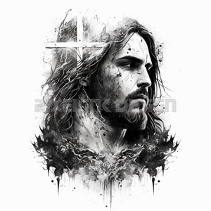 Jesus Christ Tattoo Design - Download High Resolution Digital Art PNG Transparent Background | Printable SVG Tattoo Stencil