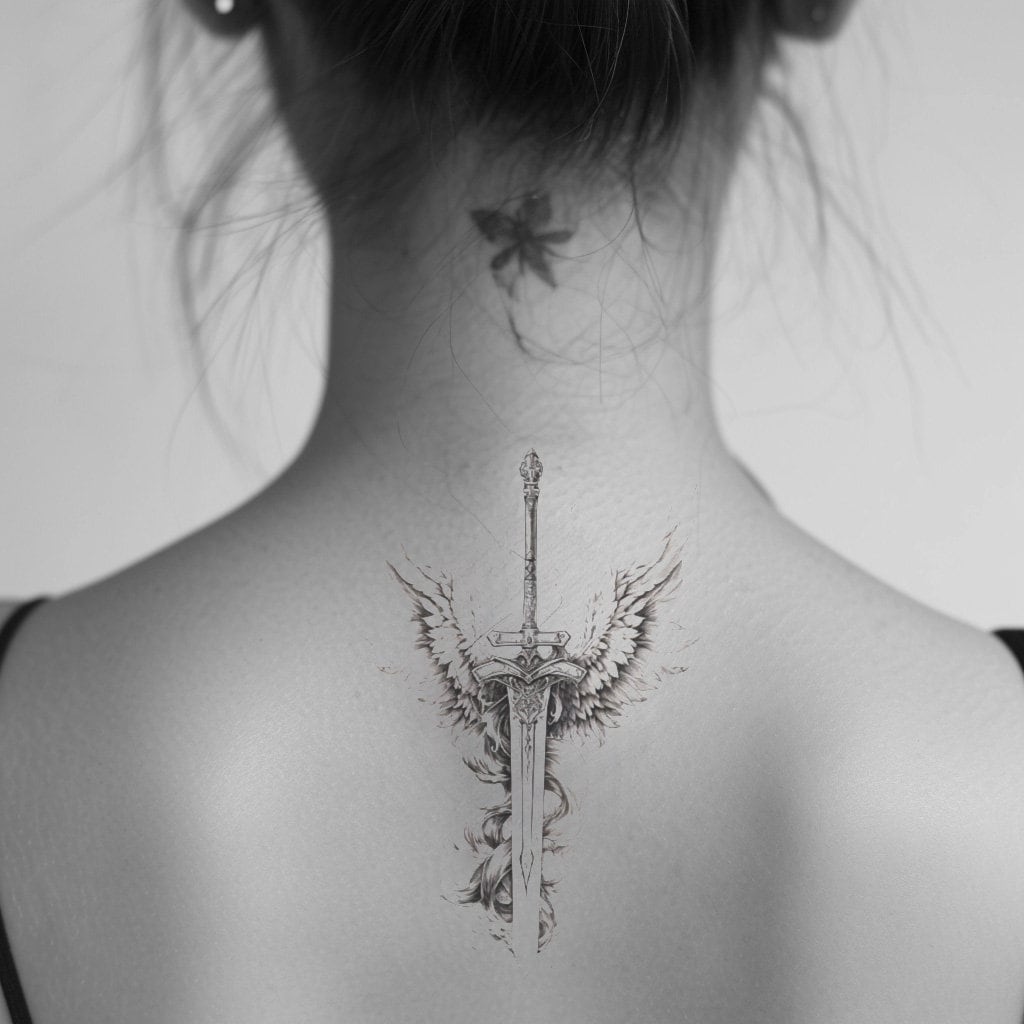 Sword With Wings Tattoo Design - Download High Resolution Digital Art PNG  Transparent Background | Printable SVG Tattoo Stencil - Etsy, image size:1024x1024