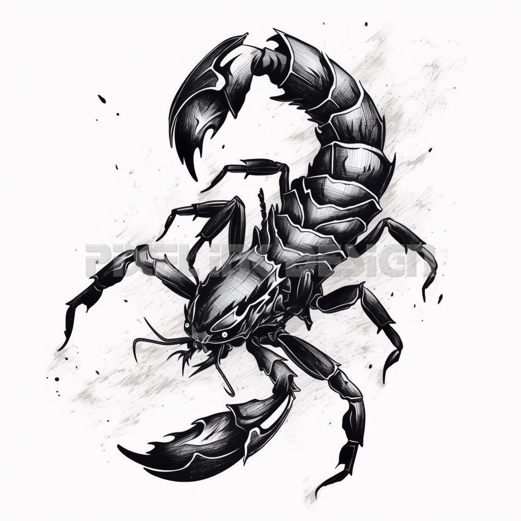 Scorpion Tattoo Design Detailed High Resolution Digital Art on White Scorpion Tattoo Design Detailed High Resolution Digital Art on White