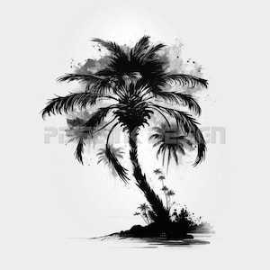 Palm Tree Tattoo Design: 4K PNG, SVG Stencil (Digital Download)