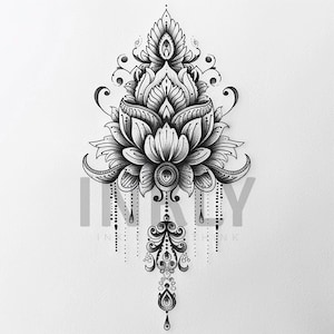 Ornamental Tattoo Design - Download High Resolution Digital Art PNG Transparent Background | Printable SVG Tattoo Stencil