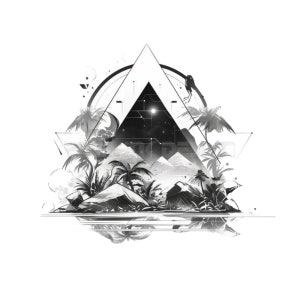 Egyptian Piramides Tattoo Design - Download High Resolution Digital Art PNG Transparent Background | Printable SVG Tattoo Stencil