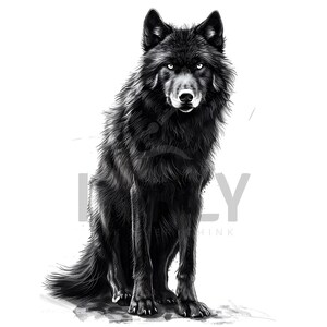 Standing Wolf Tattoo Design - Download High Resolution Digital Art PNG Transparent Background | Printable SVG Tattoo Stencil