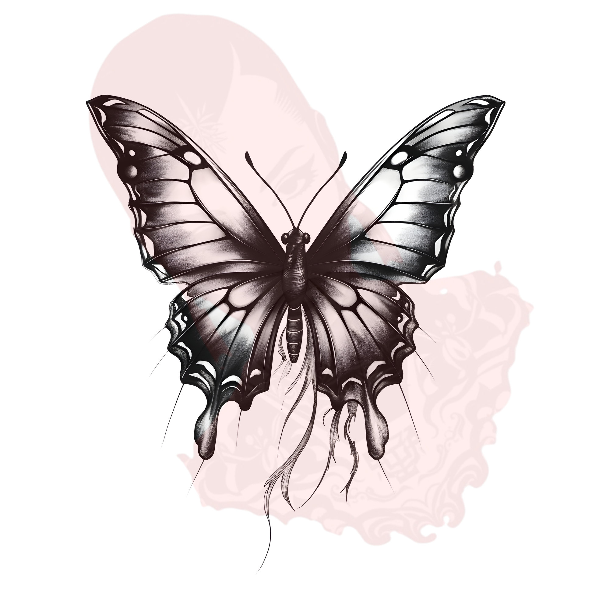 Butterfly Tattoo Design White Background Download Detailed - Etsy