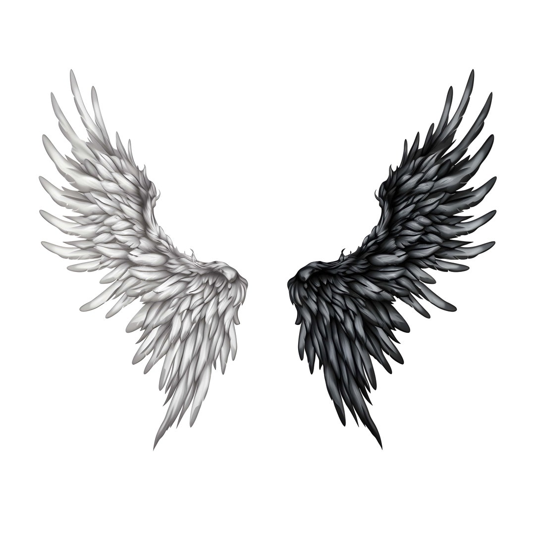Angel and the Devil Wings Tattoo Design Download High Resolution ...