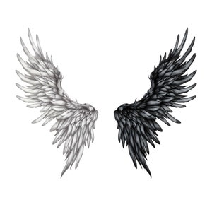 Angel and the Devil Wings-tatoeageontwerp: download met hoge resolutie digitale kunst, png-bestand voor transparante achtergrond | Afdrukbare SVG-tatoeagesjabloon