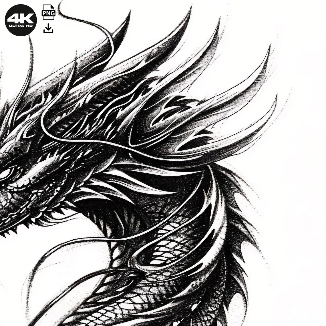 Black Dragon Tattoo Design - Download High Resolution Digital Art PNG ...