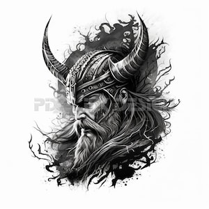 Viking Warrior Tattoo Design - Download High Resolution Digital Art PNG Transparent Background | Printable SVG Tattoo Stencil