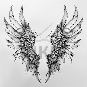 Broken Wings Tattoo Design - Download High Resolution Digital Art PNG Transparent Background | Printable SVG Tattoo Stencil