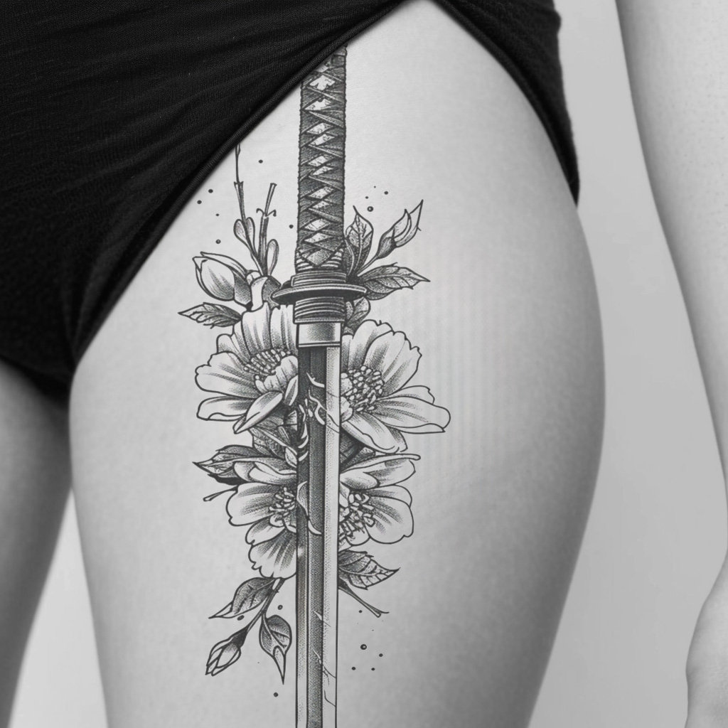 Katana Sword Tattoo Design Download High Resolution Digital Art PNG ...