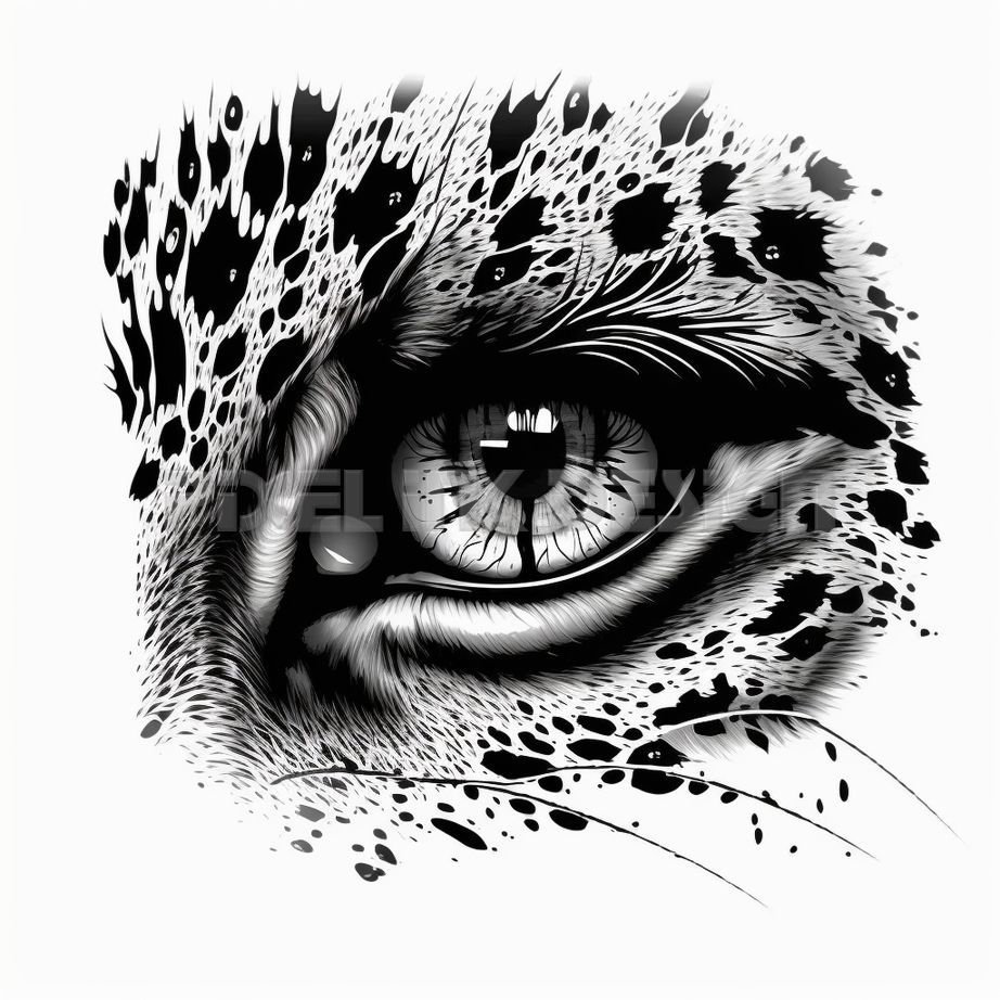 Jaguars Eye Tattoo Design Detailed High Resolution Digital Art on White