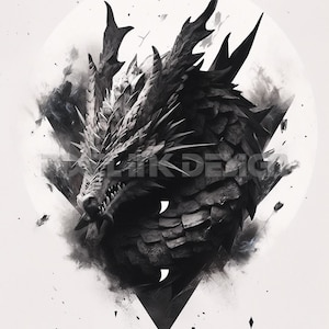 Dragon Tattoo Design - Download High Resolution Digital Art PNG Transparent Background | Printable SVG Tattoo Stencil