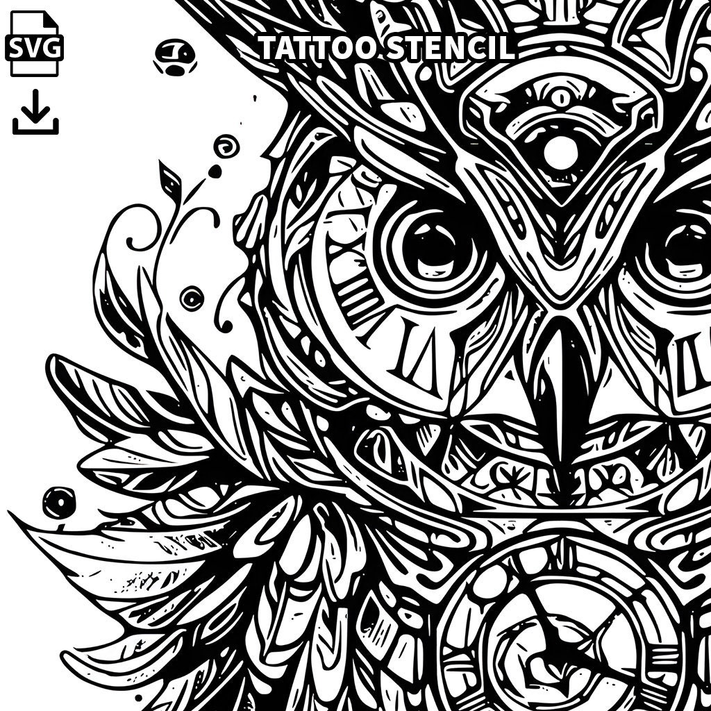 Timeless Owl Tattoo Design Download High Resolution Digital Art PNG ...