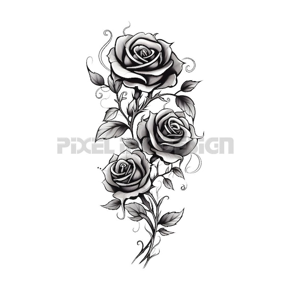 Black Rose Tattoo - Transparent Rose Tattoo Png Clipart (#1742812) - PikPng