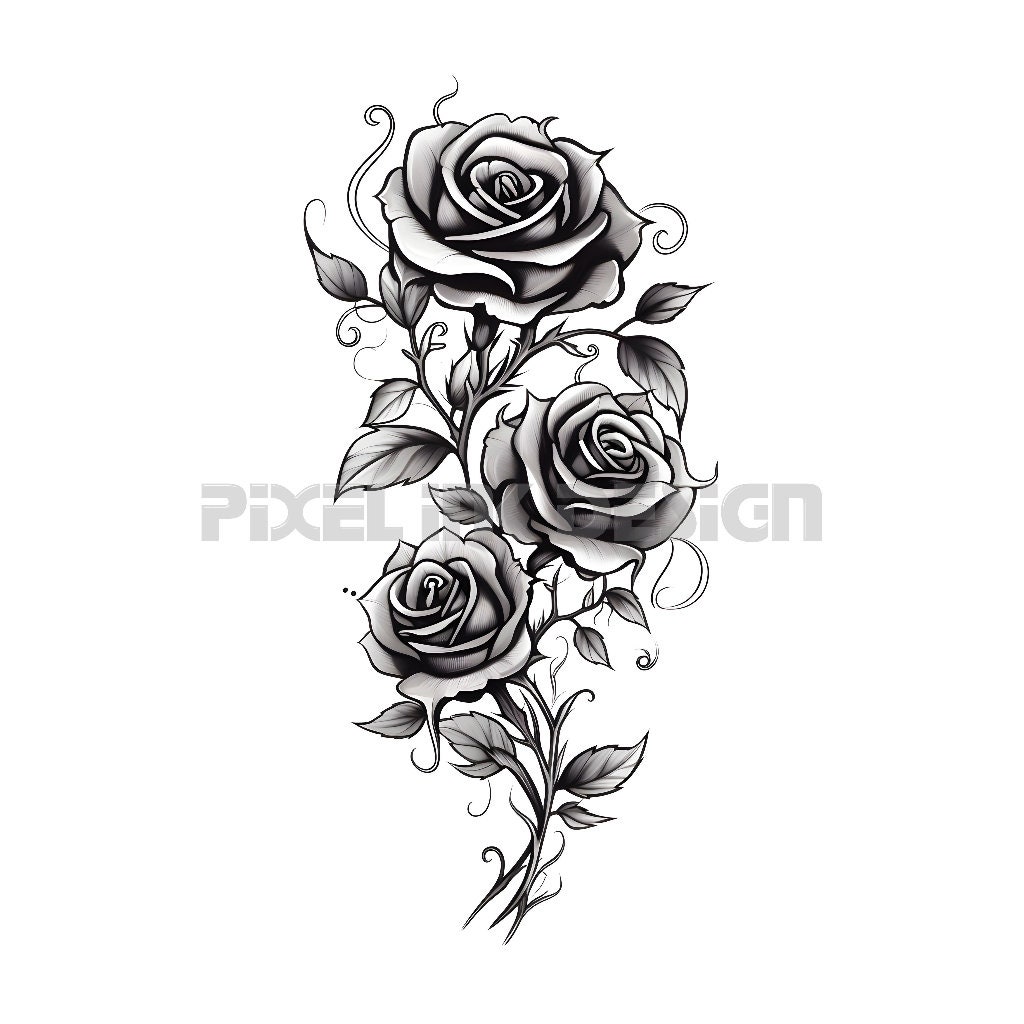 110+ Rose Tattoo Stencils Pictures Stock Illustrations, Royalty