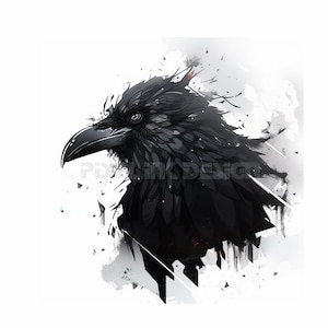 Raven Tattoo Design - Download High Resolution Digital Art PNG Transparent Background | Printable SVG Tattoo Stencil