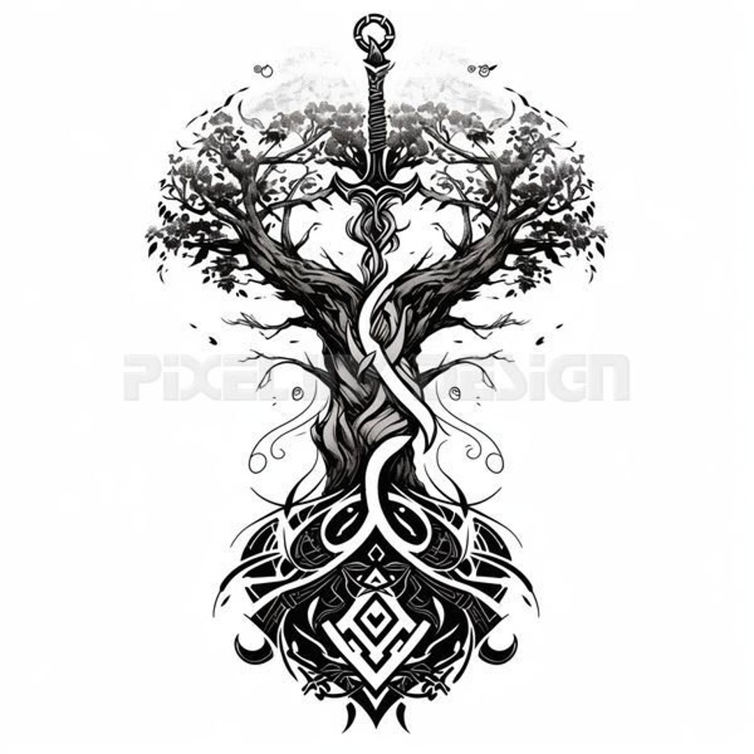 Celtic Tree Tattoo Design Download High Resolution Digital Art PNG  Transparent Background Printable SVG Tattoo Stencil - Etsy